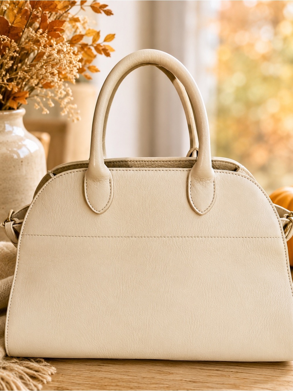 Winter White Divina Firenze Top-Handle Satchel Bag